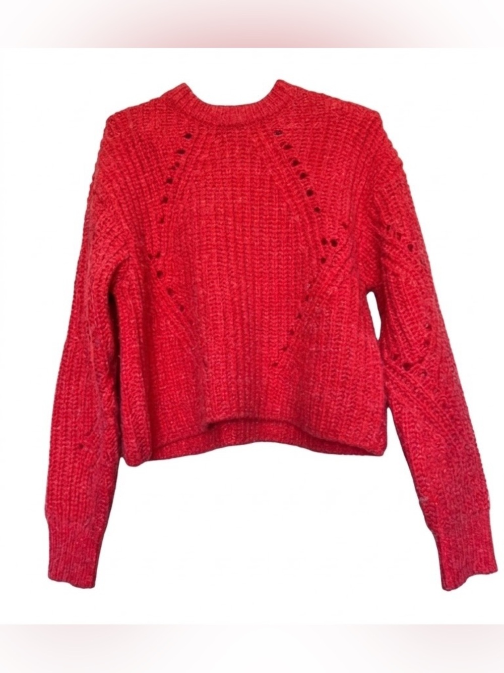 Frank And Oak Red Chunky Knit Merino Wool Alpaca Blend Sweater Women’s Small
